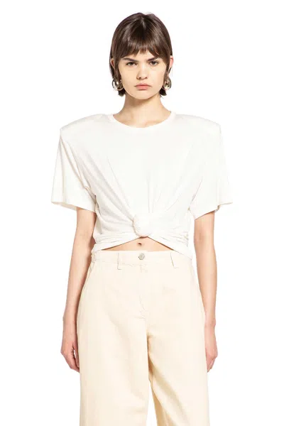 Magda Butrym Knotted Short Sleeve Crew Neck T-shirt In Neutral