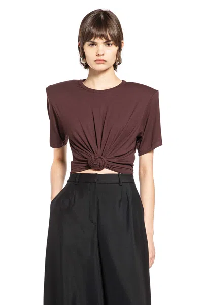 Magda Butrym Short Sleeve Knot Detail T-shirt In Brown