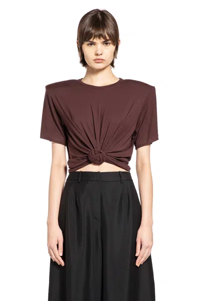 Magda Butrym Short Sleeve Knot Detail T-shirt In Brown