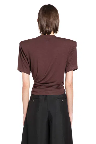 Magda Butrym Short Sleeve Knot Detail T-shirt In Brown