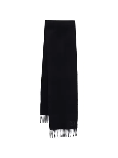 Max Mara Wadalia Rectangular Scarf Fringed Edges In Black