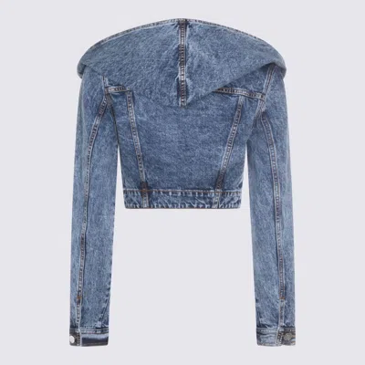 Alaïa Long-sleeved Hooded Jacket In Blue