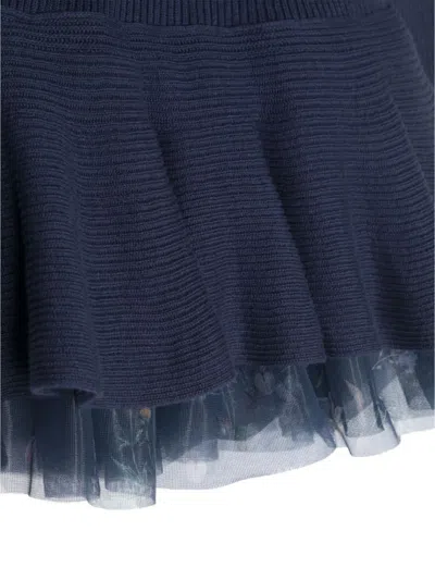 Simonetta Double-layer Knit Dress In Blue