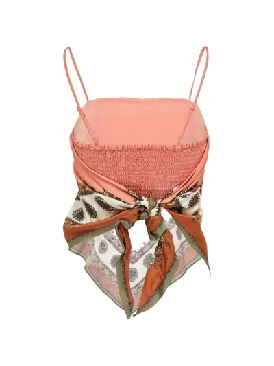 Alemais Contina Printed Satin-jacquard Top In Brown