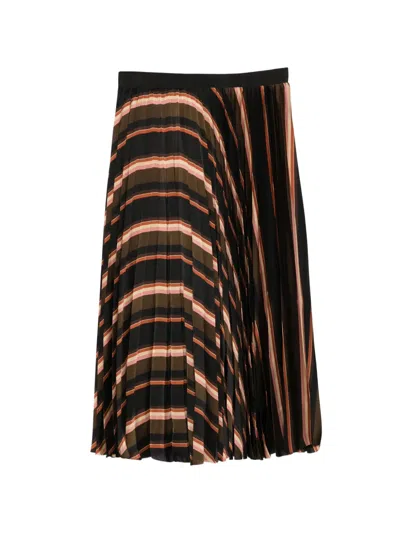 Sacai Striped-pattern Midi Skirt In Multi