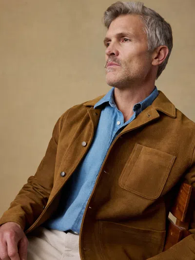 Faherty Suede Studio Jacket In Brown
