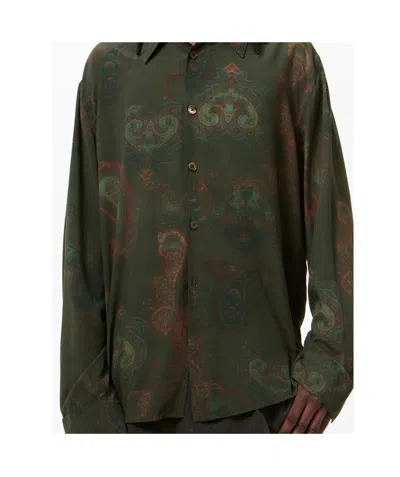 Our Legacy Casual Long Sleeve Shirt Paisley Pattern In Green