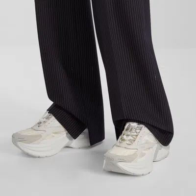 Fendi Light Mesh Sneakers Chunky Sole Pull Tab In White