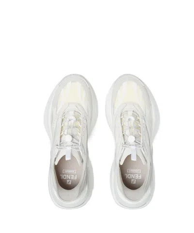 Fendi Light Mesh Sneakers Chunky Sole Pull Tab In White