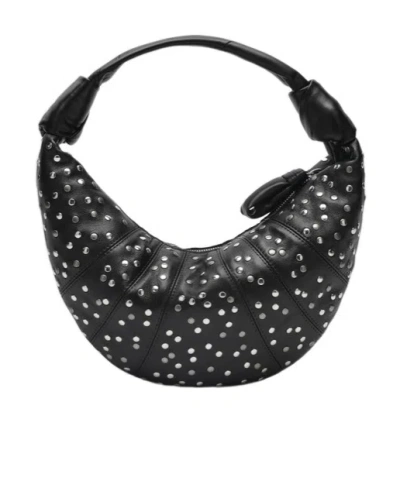 Lemaire Dark Chocolate Studs Dots Mini Fortune Croissant Bag In Brown