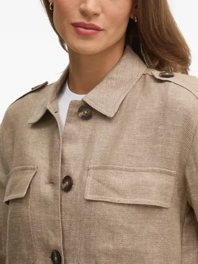 Mos Mosh Buttoned Flap-pocket Jacket In Brown