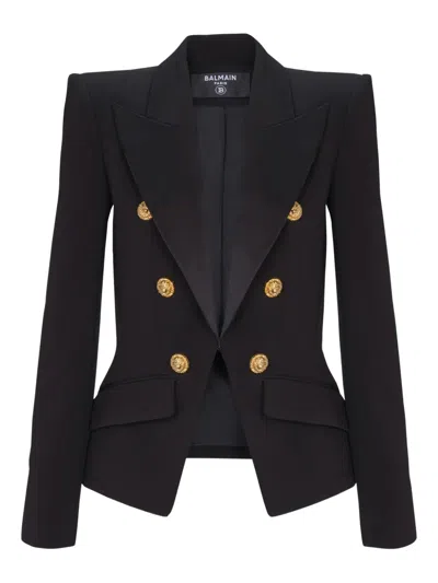 Balmain Double-breasted Peplum Blazer In Multi