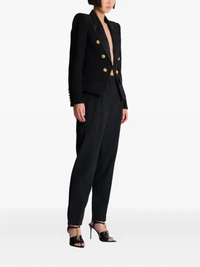 Balmain Double-breasted Peplum Blazer In Multi
