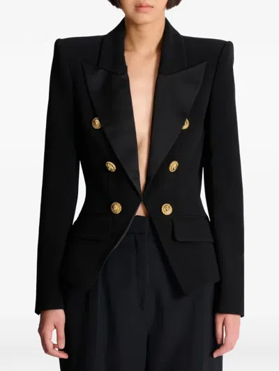 Balmain Double-breasted Peplum Blazer In Multi