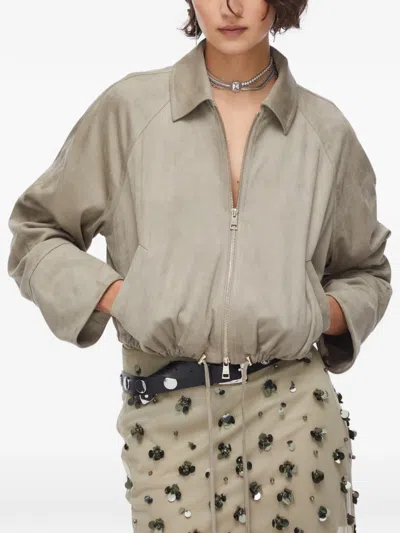 Liu •jo Drawstring Suede Bomber Jacket In Multi