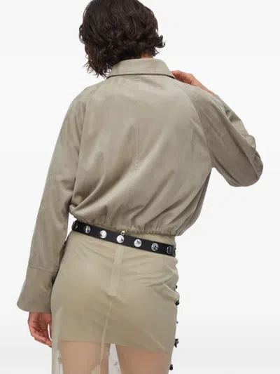 Liu •jo Drawstring Suede Bomber Jacket In Multi