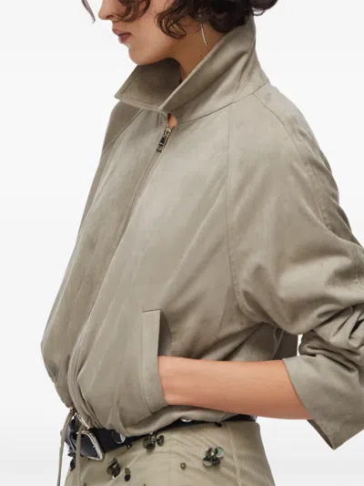 Liu •jo Drawstring Suede Bomber Jacket In Multi