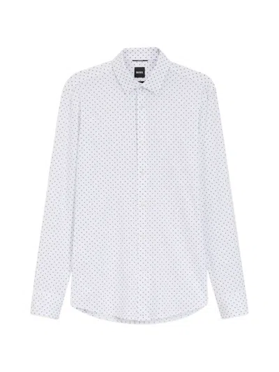 Hugo Boss Slim-fit Shirt In Italian-made Performance-stretch Fabric In White