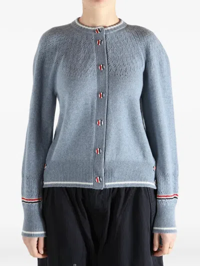 Thom Browne Openwork Buttoned Cardigan In Blue