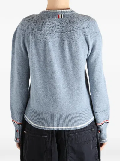 Thom Browne Openwork Buttoned Cardigan In Blue