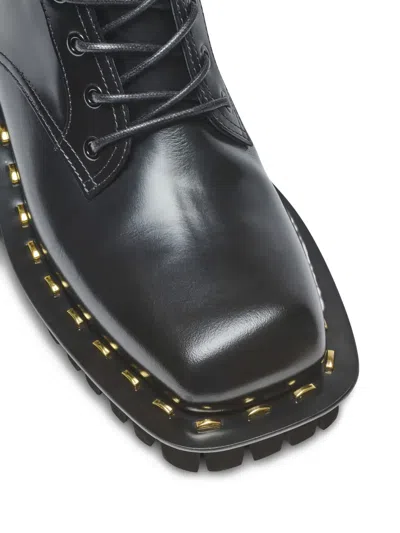 Balmain Glazed Leather Army Boots In Black