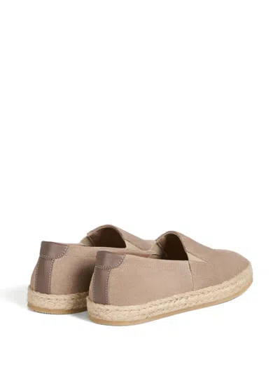 Brunello Cucinelli Suede Slip-ons With Rope Insert In Neutral
