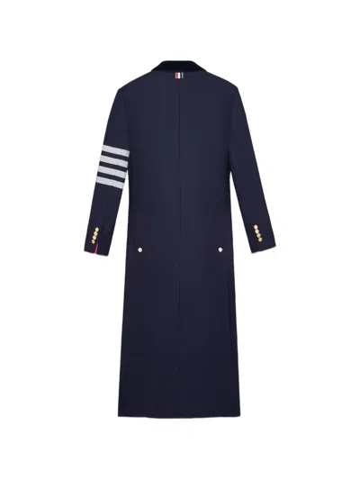 Thom Browne Melton Coat In Blue