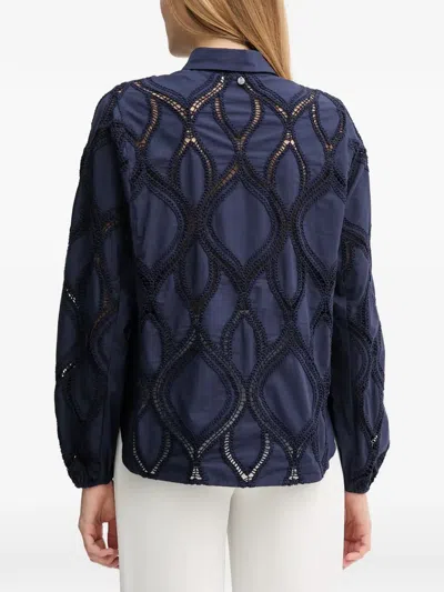 Mos Mosh Nolin Openwork Collared Shirt In Blue