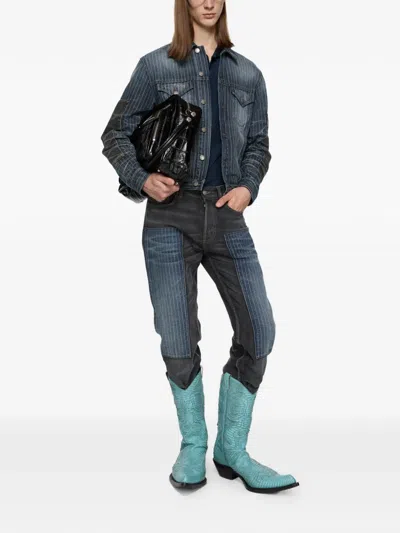 Acne Studios Patchwork Denim Jacket In Blue