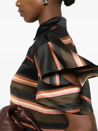 Sacai Horizontal Stripe Dress In Green