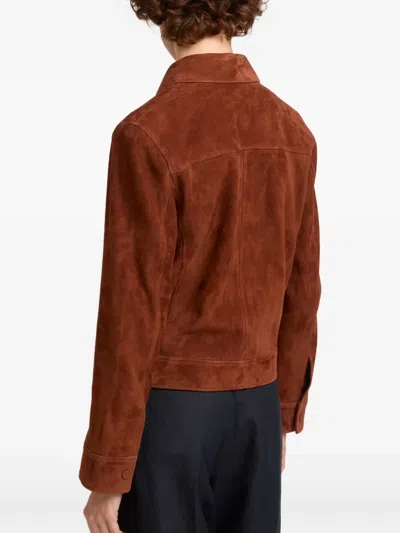 Yves Salomon Long-sleeved Leather Jacket In Brown