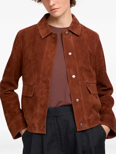 Yves Salomon Long-sleeved Leather Jacket In Brown