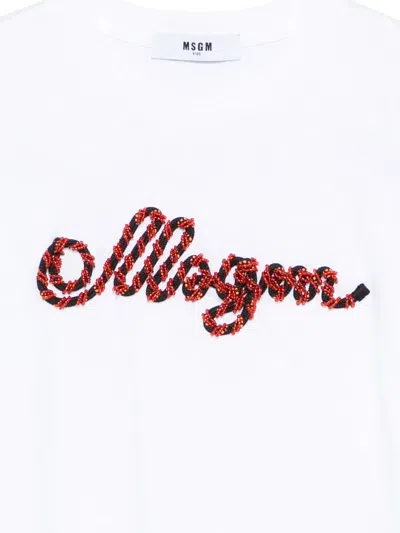 Msgm Beaded Short-sleeved T-shirt In White
