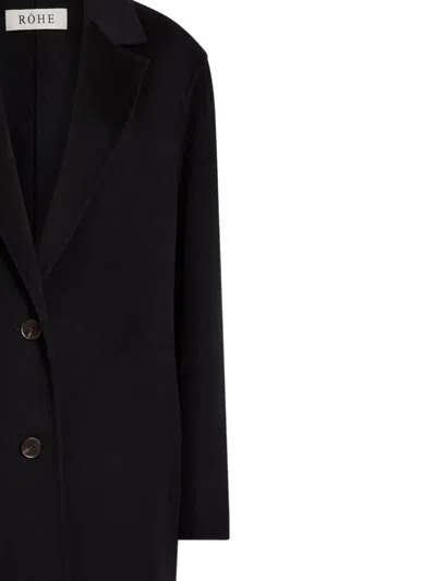 Rohe Single-breasted Wool Coat In Black