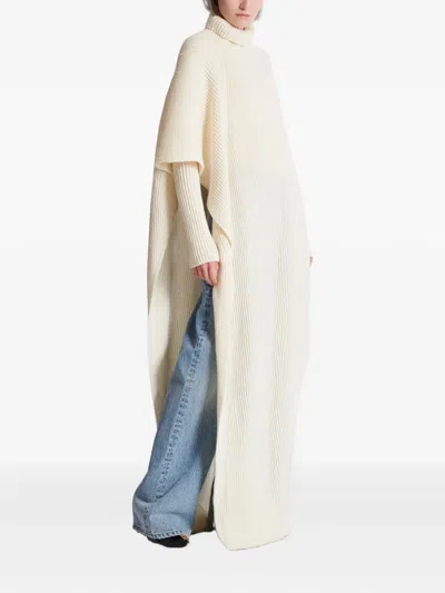 Balmain Asymmetric Knitted Cape In Neutral