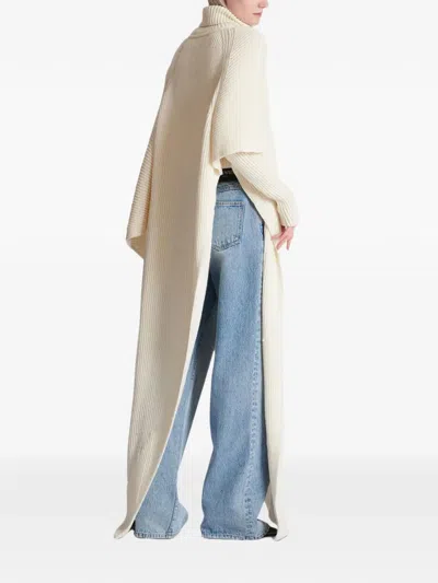 Balmain Asymmetric Knitted Cape In Neutral