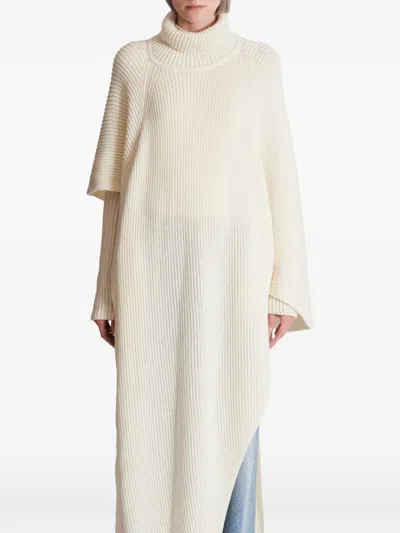 Balmain Asymmetric Knitted Cape In Neutral