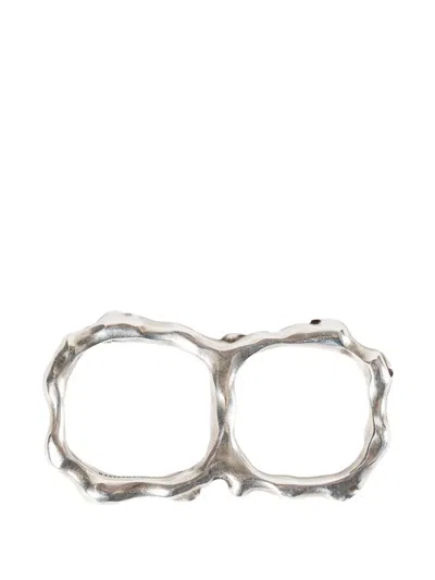Ann Demeulemeester Lenja Futuristic Fine Thorn Double Ring In Silver