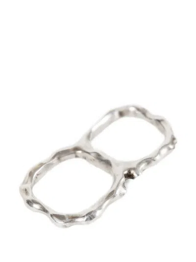Ann Demeulemeester Lenja Futuristic Fine Thorn Double Ring In Silver