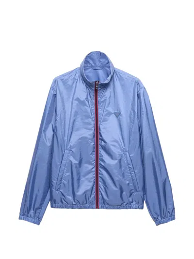 Prada Long-sleeve Logo-plaque Jacket In Blue