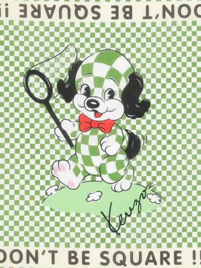 Kenzo Check Scarf In Green