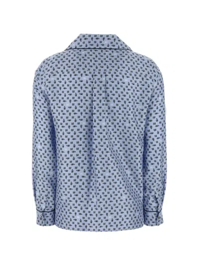 Max Mara Printed Silk Disco Shirt In Blue
