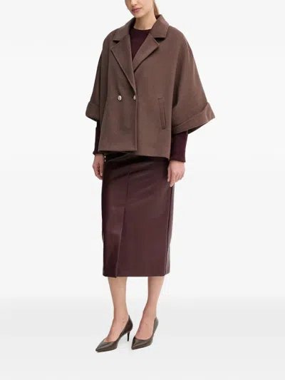Gaudì Double-breasted Coat In Brown