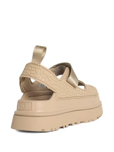 Ugg Goldenglow Platform Sandals Open Toe Pull Tab In Neutral