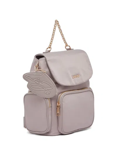 Liu •jo Zip-pocket Backpack In Neutral