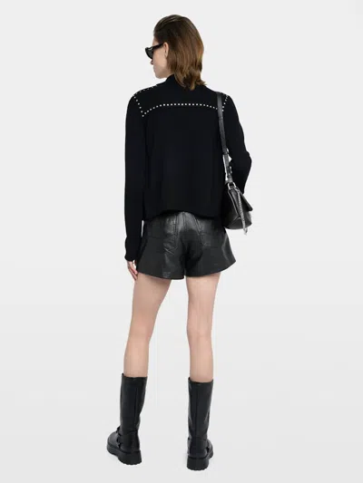 Zadig & Voltaire Womens Black Adany Stud-embellished Wool And Cashmere Cardigan Xs