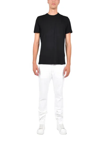 Low Brand Black Solid Crew Neck T-shirt In Black
