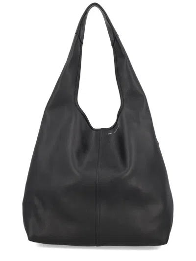 Ami Alexandre Mattiussi Etienne Black Shoulder Bag With Logo Print On The Front In Leather Woman