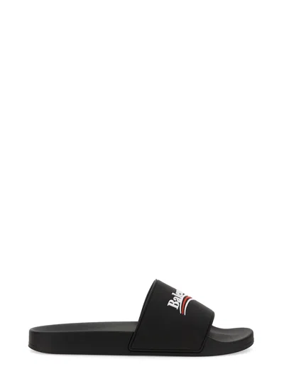 Balenciaga Embossed Logo Slip-on Sandals With Moulded Footbed In Multi