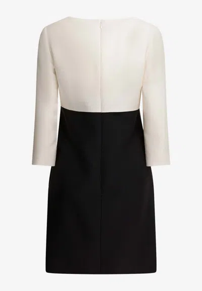 Valentino Garavani Crepe Couture Short Dress With Bow And Contrasting Sleeves Clothing In Black